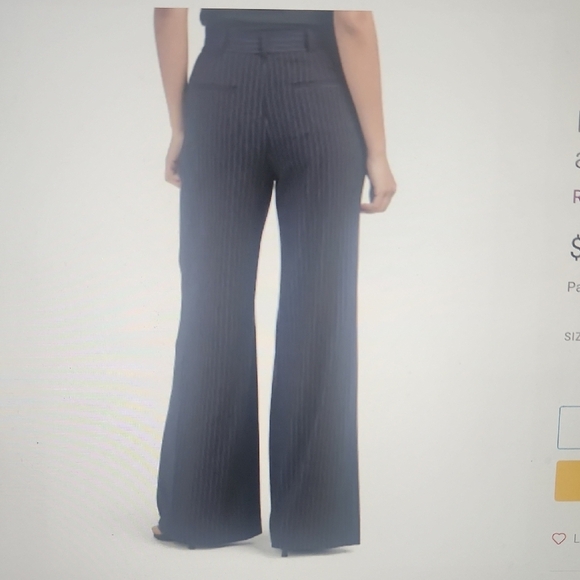 Ramy Brook Meghan Wide-Leg Pants Blue & White Stripe Size 4 - Picture 3 of 7